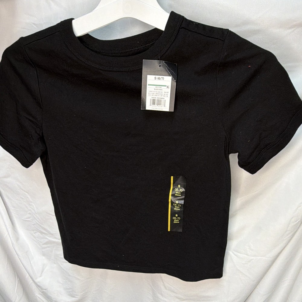 Art Class Girls Black Crew Neck Short Sleeve Solid Cotton Blend T-Shirt S 6/7