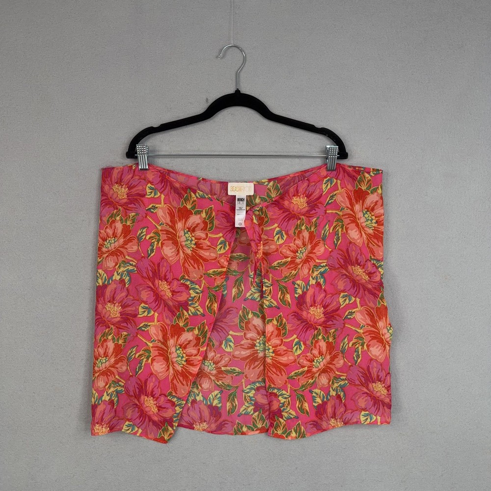 Beach Riot Skirt Womens One Size Pink Orange Floral Sarong Beach Cover Up