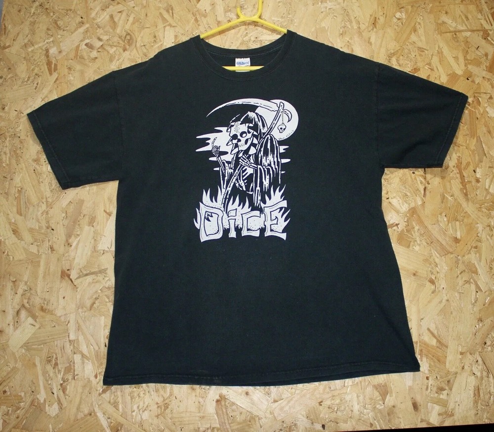 DicE Magazine XL T Shirt Dan Collins Grim Reaper Vintage Biker Chopper Rare 2004