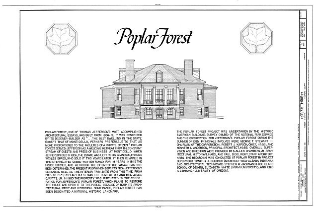 1. Cover sheet - Poplar Forest, State Route 661, Forest, Bedford County, VA