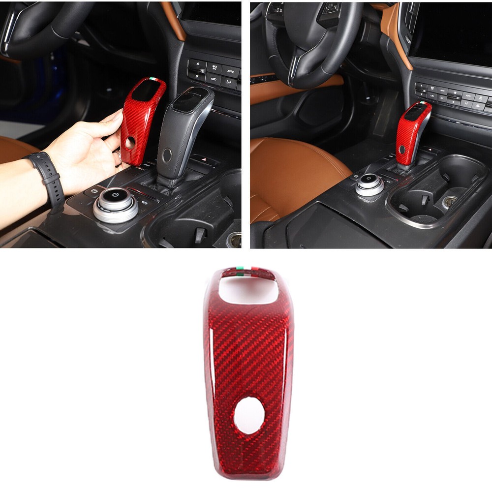 Red tricolor Carbon Gear Shift Knob Trim For Maserati Ghibli/quattroporte 19+