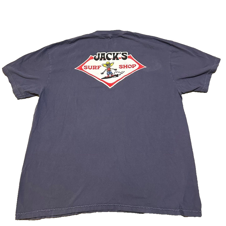 Jack's Surf Shop Shirt Mens XL Blue Graphic Short Sleeve T Shirt Tee Surfboards