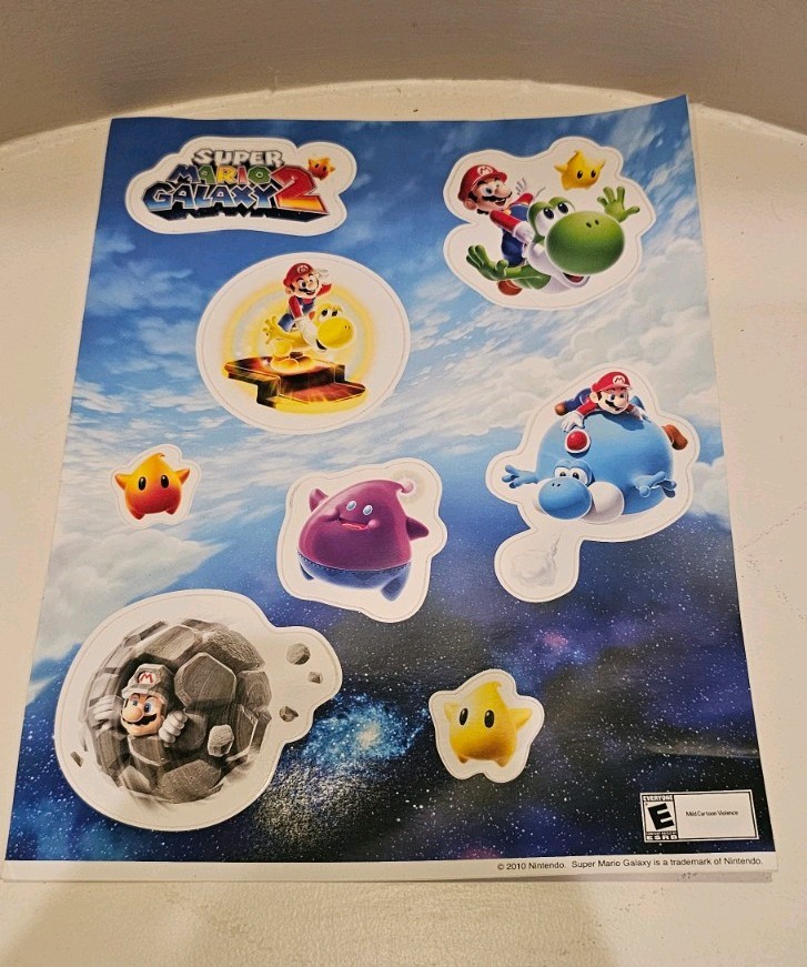 Nintendo Wii Super Mario Galaxy 2 Promotional Sticker Sheet Brand New