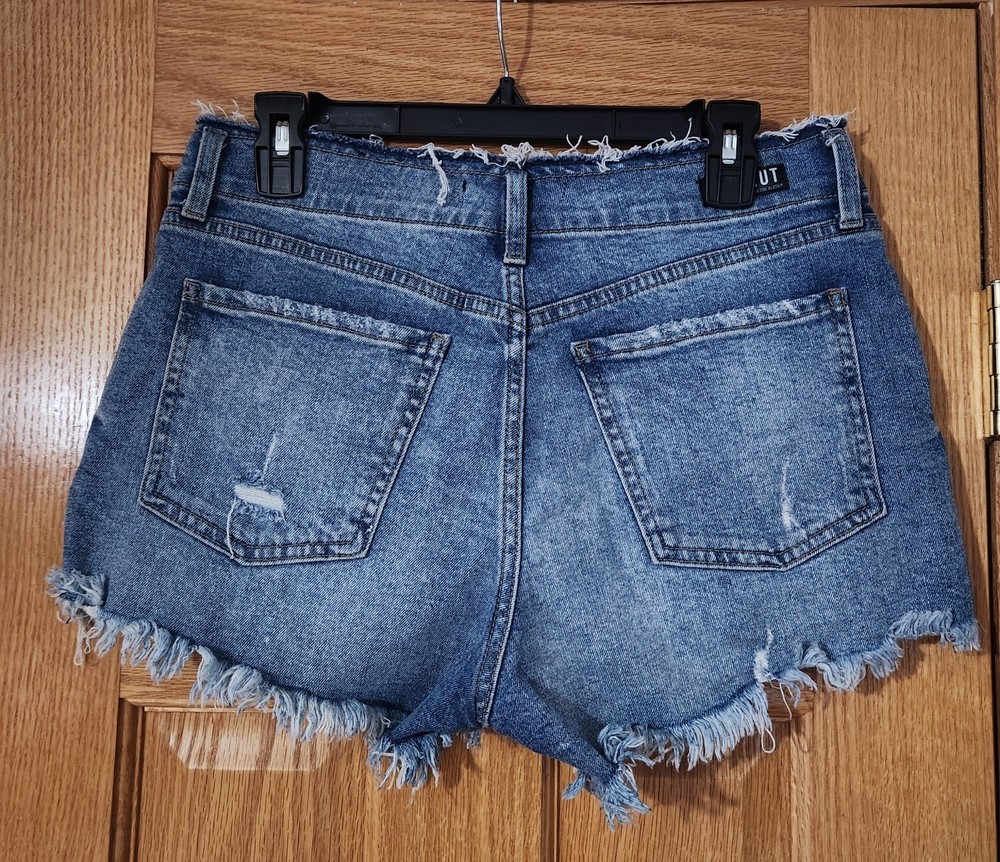 KUT FROM THE KLOTH Jane High Rise Denim Shorts Women sz 6 Button Fly Distressed