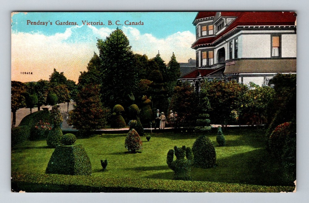 Canada- Victoria B.C Pendray's Gardens Postal Old Card PC View Vintage Postcard