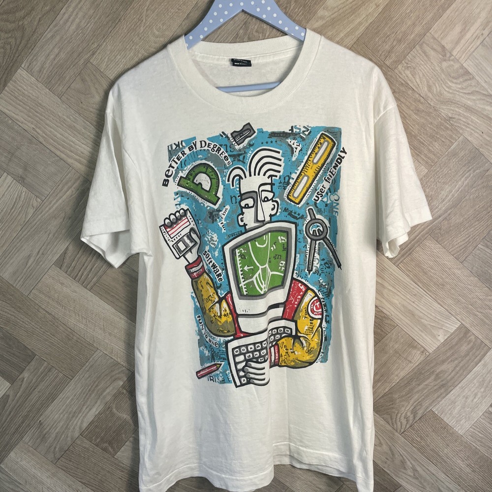 Apple Mackintosh Vintage T-Shirt 90’s Rare XL Single Stitch Graphic White