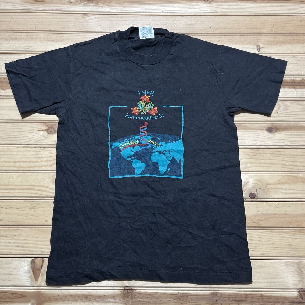Vintage 90s TNFR Immunoadhesin Genentech Roche Global Shirt Size Small