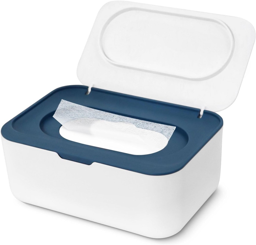 Dryer Sheet Holder, Laundry Container With Lid Blue