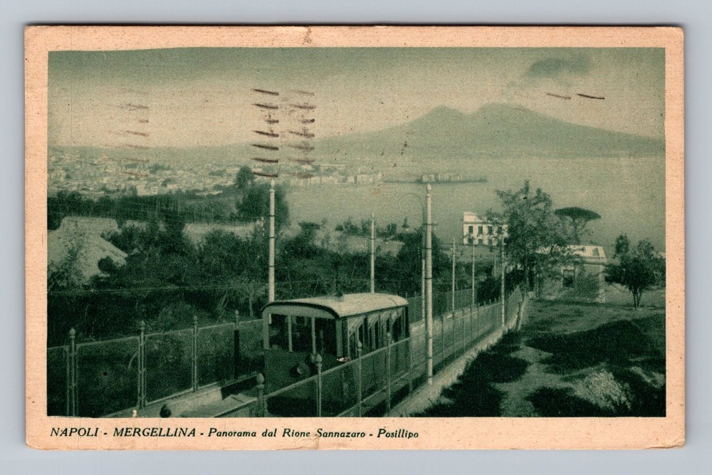 Italy- Naples Mergellina Panoramic Mountain View Postal Old PC Vintage Postcard