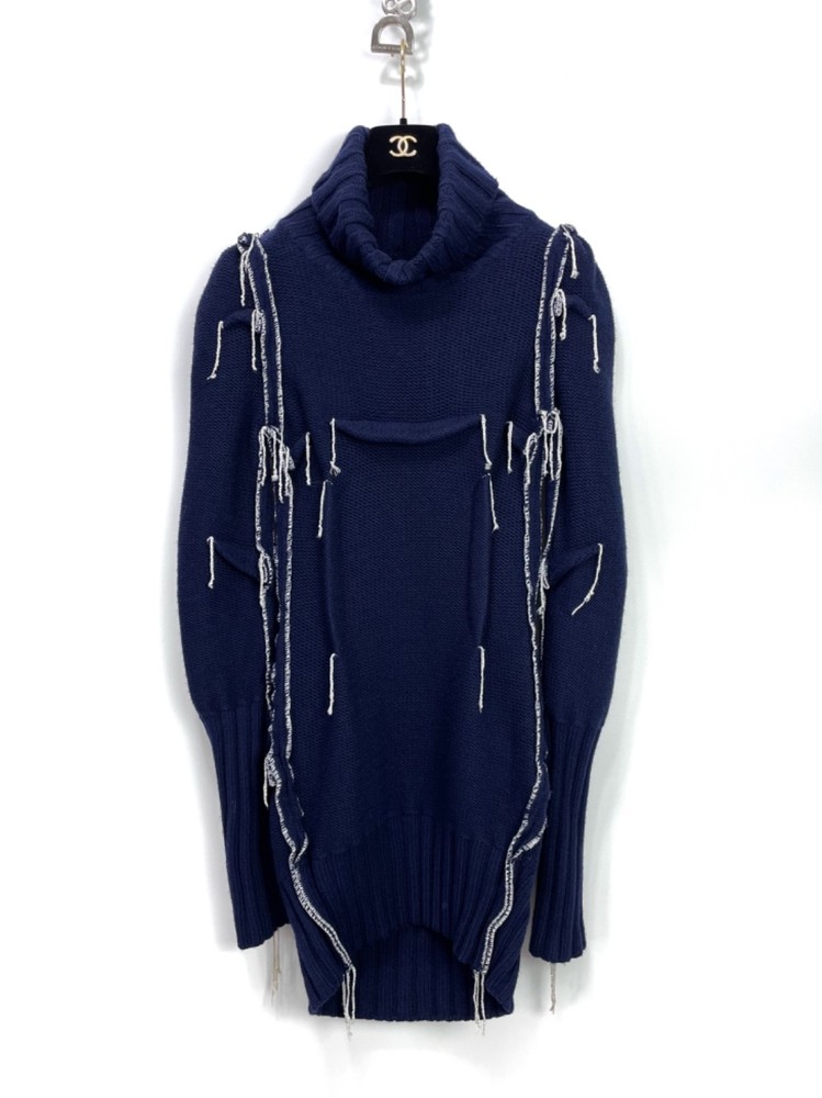 Maison Martin Margiela x H&M Navy Blue Merino Wool Dress Chunky Sweater, Size Xs