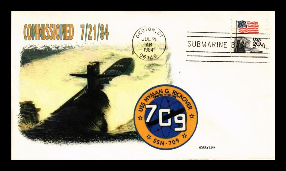 Dr Jim Stamps Us Cover Uss Hyman G Rickover Ssn-709 Naval Commissioning