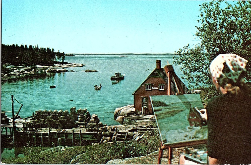 Chrome WATER SCENE Stonington - Near Ellsworth & Bar Harbor Maine ME m/09 AH9983