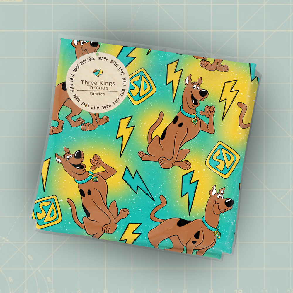 Scooby Doo Blue Yellow Dog DBP 1 Yard Fabric Seamless Design Approx 59x36