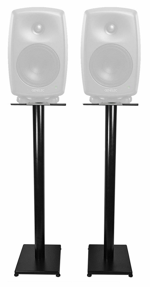 Pair Rockville 37” Black Steel Speaker Stands For Genelec 8050B Monitors