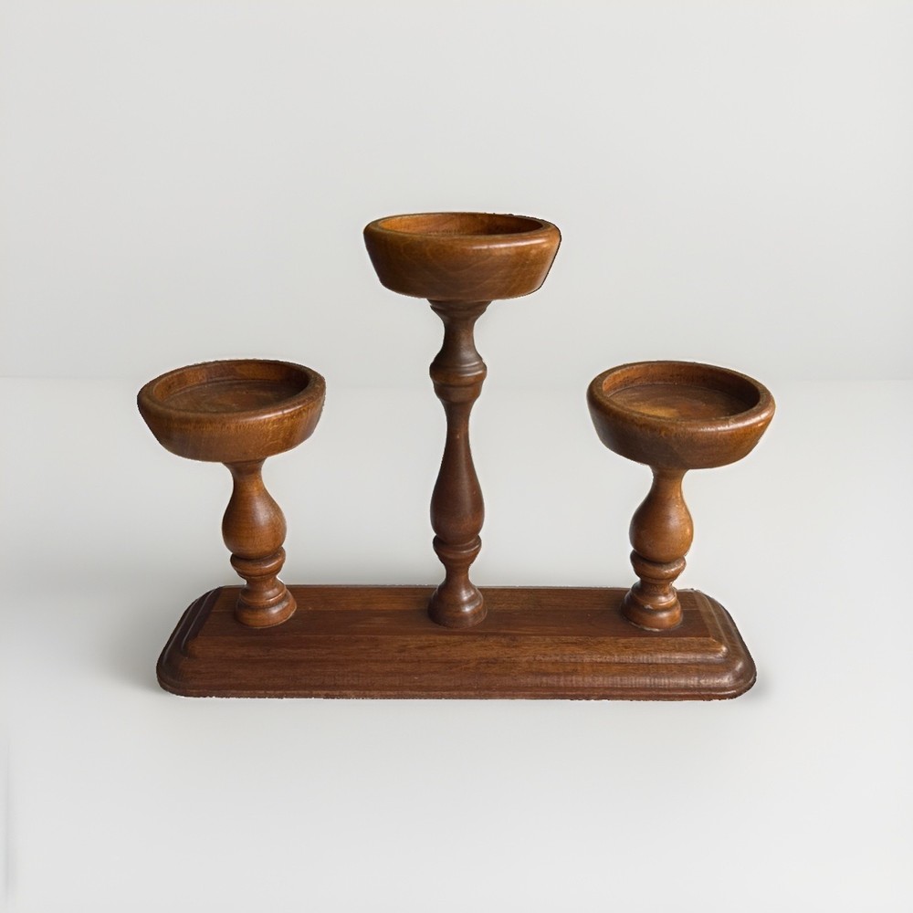 Vintage Mid Century Charles Lester Hand Crafted Lathe Turned Candelabra