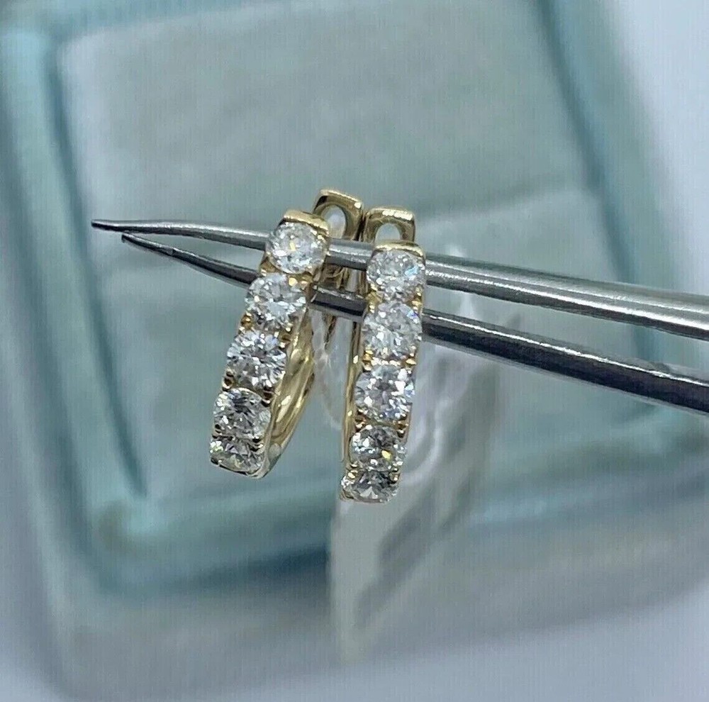 2Ct Round Simulated Diamond Huggie Hoops in 14K Gold Plated