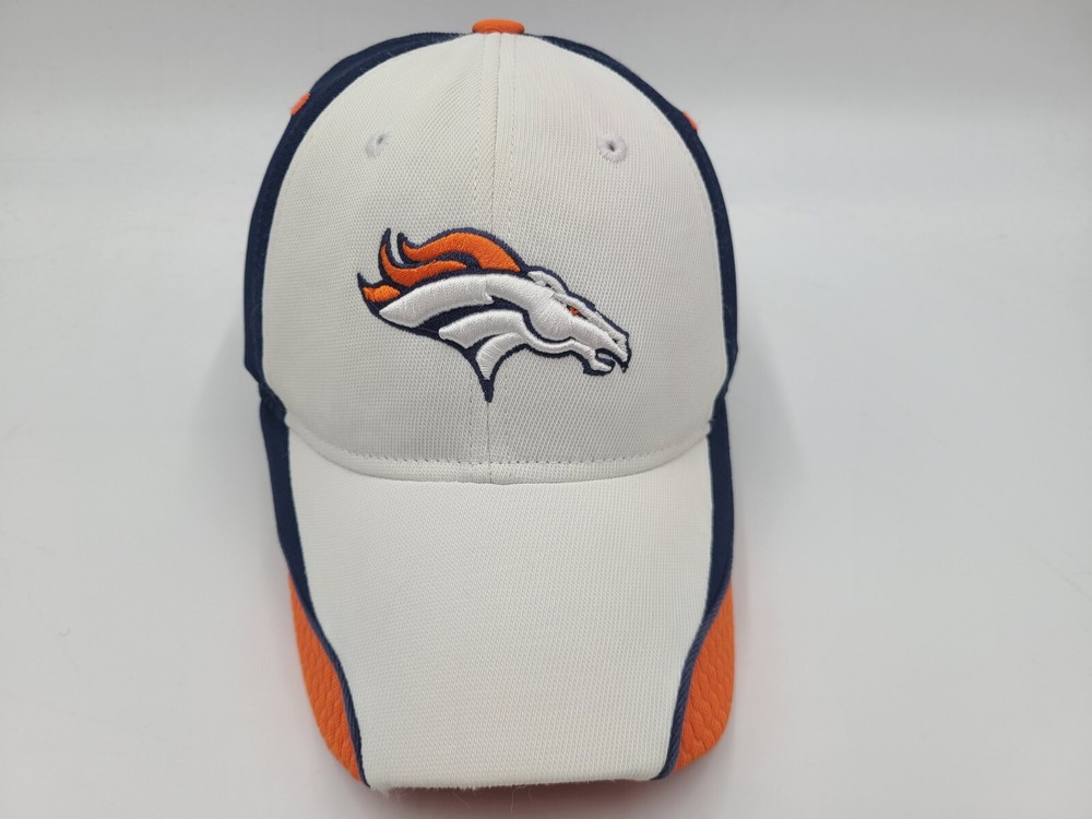 Denver Broncos Reebok Flex Fitted (Seems S-M) Hat Cap NFL Football White Blue