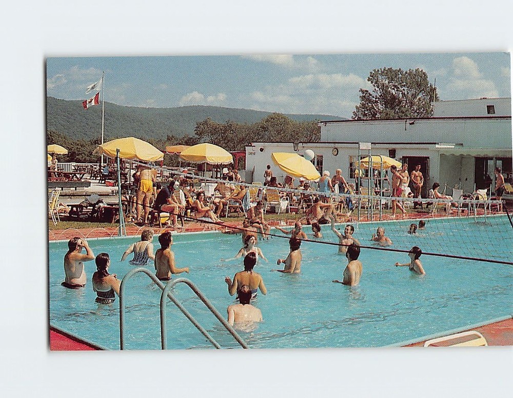 Postcard Summer Fun At The Poolside Eastover Lenox Massachusetts