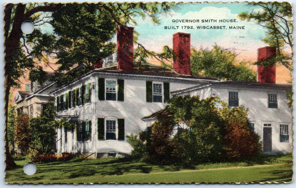 Postcard - Governor Smith House, Built 1792 - Wiscasset, Maine