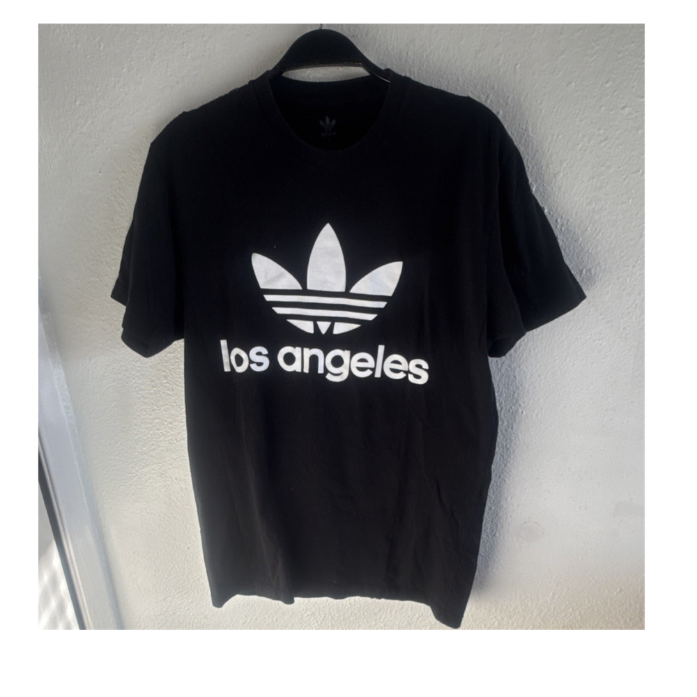 adidas Men's Black Los Angeles Trefoil Logo Graphic Short Sleeve Crew T-Shirt M