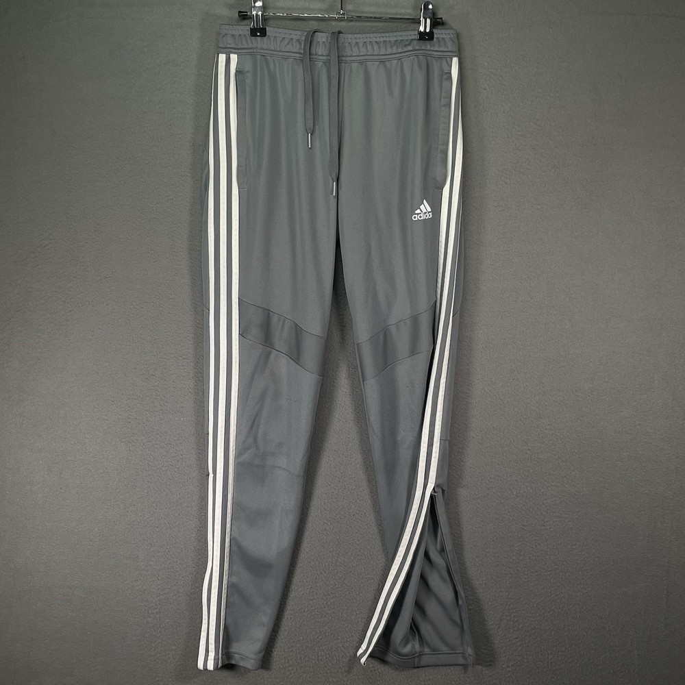 Adidas Climacool Track Pants Mens Small Gray 3 Stripe Tapered Soccer Joggers