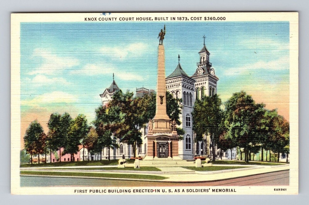 Indiana IN Vincennes Knox Court House First Public Building Vintage Postcard