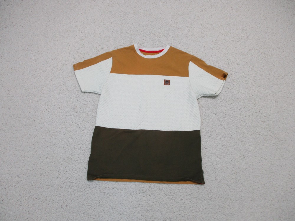 Makobi Shirt Small Adult Yellow White Casual Embossed Logo Streetwear Casual A34