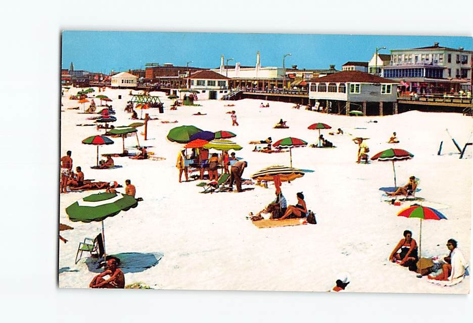 Postcard Beach and Boardwalk Poplar Avenue Wildwood-by-the-Sea New Jersey USA