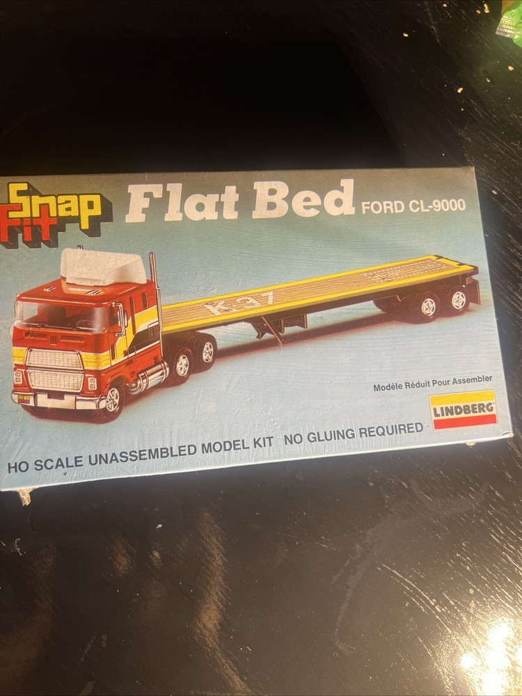 HO Lindberg Ford CL-9000 Tractor Cab Truck W/Flatbed Trailer Kit NEW SEALED 1982