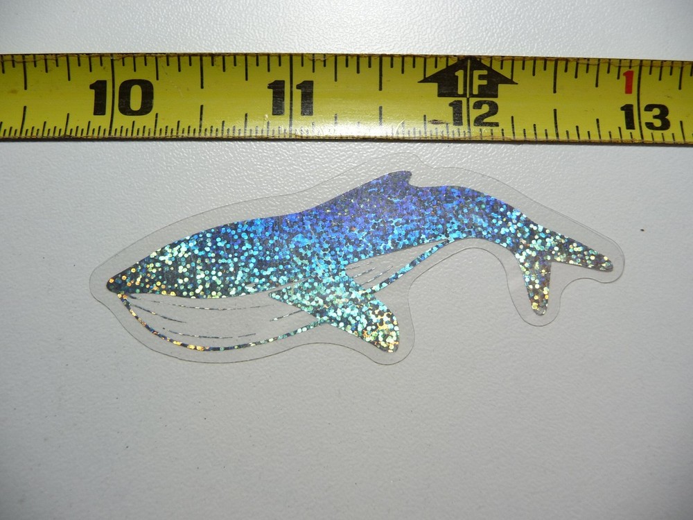 HOLOGRAPHIC FIN WHALE STICKER DECAL OCEAN SEA LIFE SPARKLE