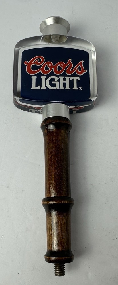 Vintage COORS LIGHT Acrylic Beer Tap with Wood Handle 8.5 Inches