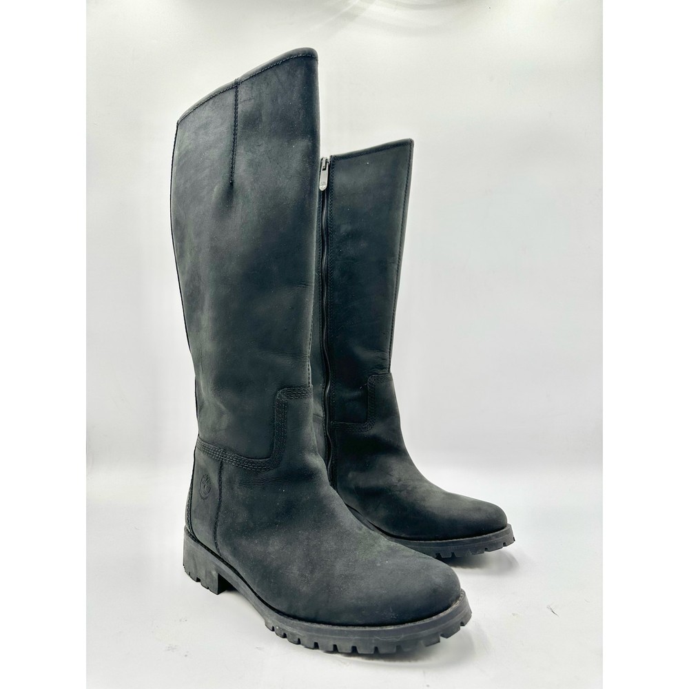Timberland Main Hill Tall Boot Winter Waterproof Riding Boot Black Leather 9
