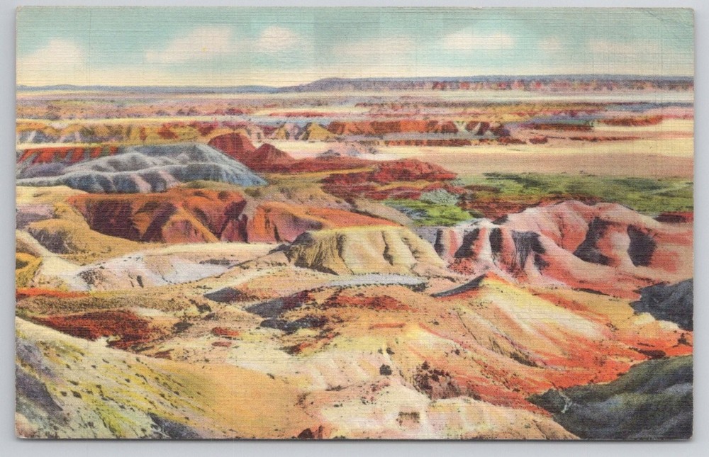 Vintage THE PAINTED DESERT Arizona Linen Postcard Curt Teich Art-Colortone