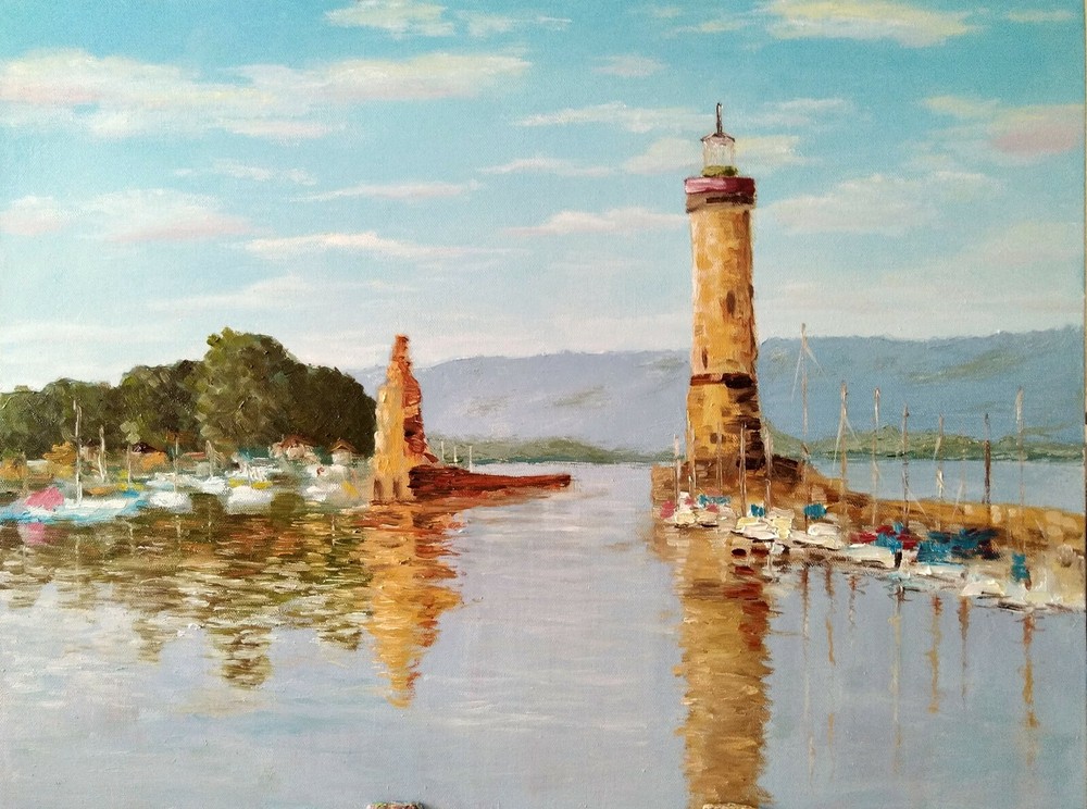 Breathtaking Oil Painting. Landscape with Lighthouse. ORIGINAL Impressionist Art
