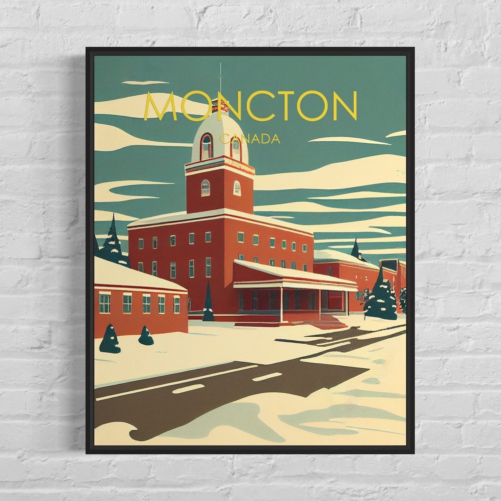 Moncton Canada Retro Art Print Moncton Wall Art Illustration Moncton Vintage