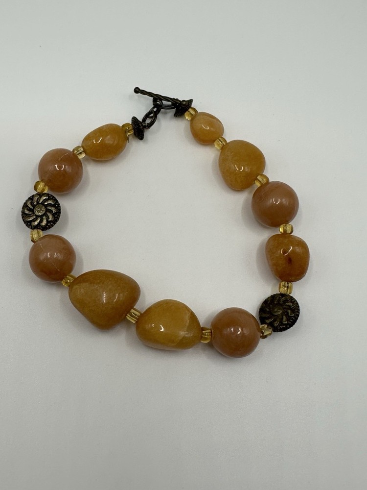 Vintage Butterscotch Bakelite Beaded Bracelet Size 7.5 -Tested