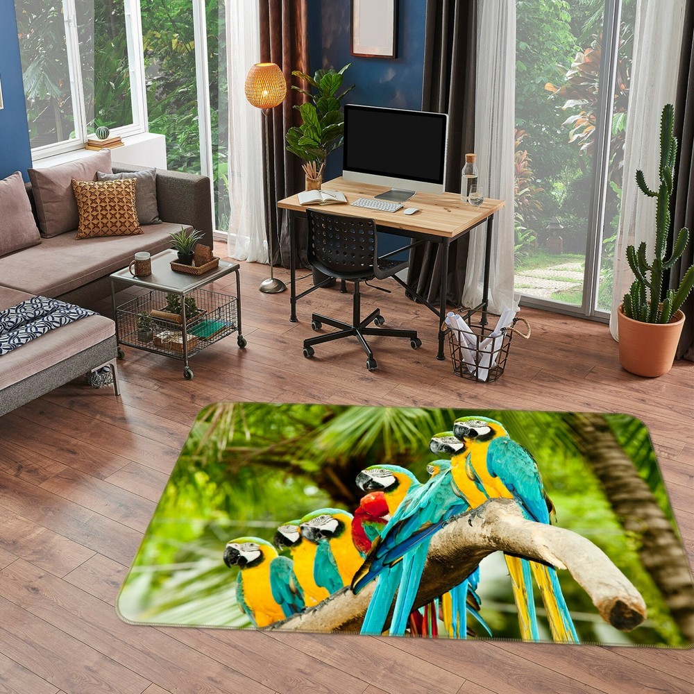 3D Blue Color Parrot O3203 Animal Non Slip Rug Mat Elegant Photo Carpet Fay