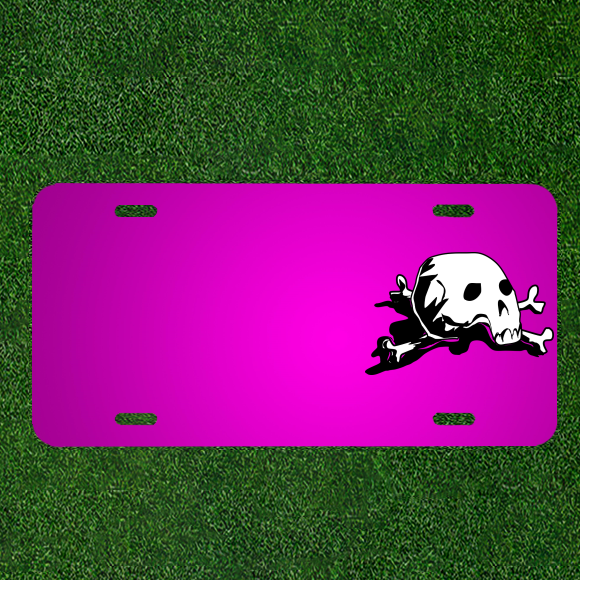 Create Your Custom Car License Plate with Personalized Names on a Crossbones Skull Design