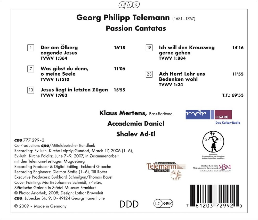 G.p. Telemann: Passion Cantatas