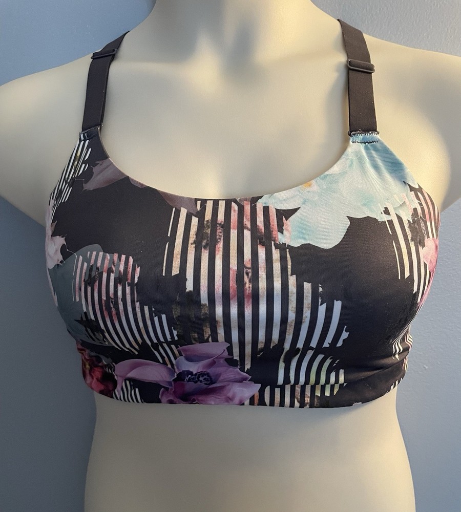 CALIA by Carrie Underwood Sz Large Grey/Pink Floral Racerback Sports Bra