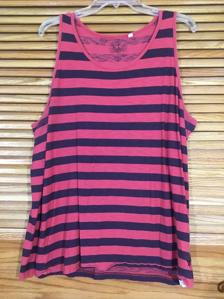 G By Guess Men's Size XXL Red / Black Striped Athletic Tank Top CM-36