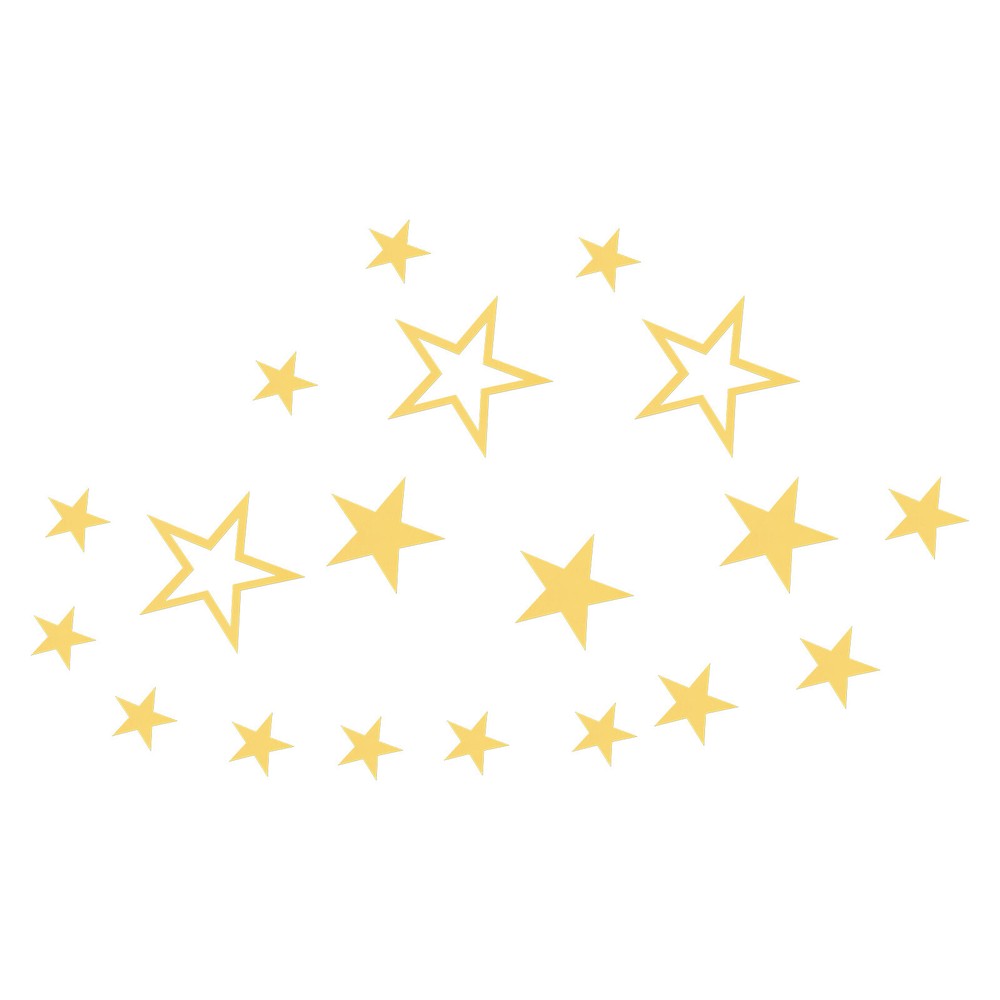 19Pcs in 1Set Acrylic Self Adhesive Star Mirror Wall Sticker Decals, Dark Gold