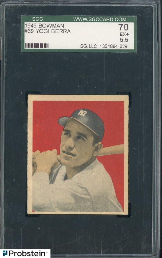 1949 Bowman #60 Yogi Berra New York Yankees HOF SGC 70 EX+ 5.5PROBSTEIN is actively accepting consignments !!