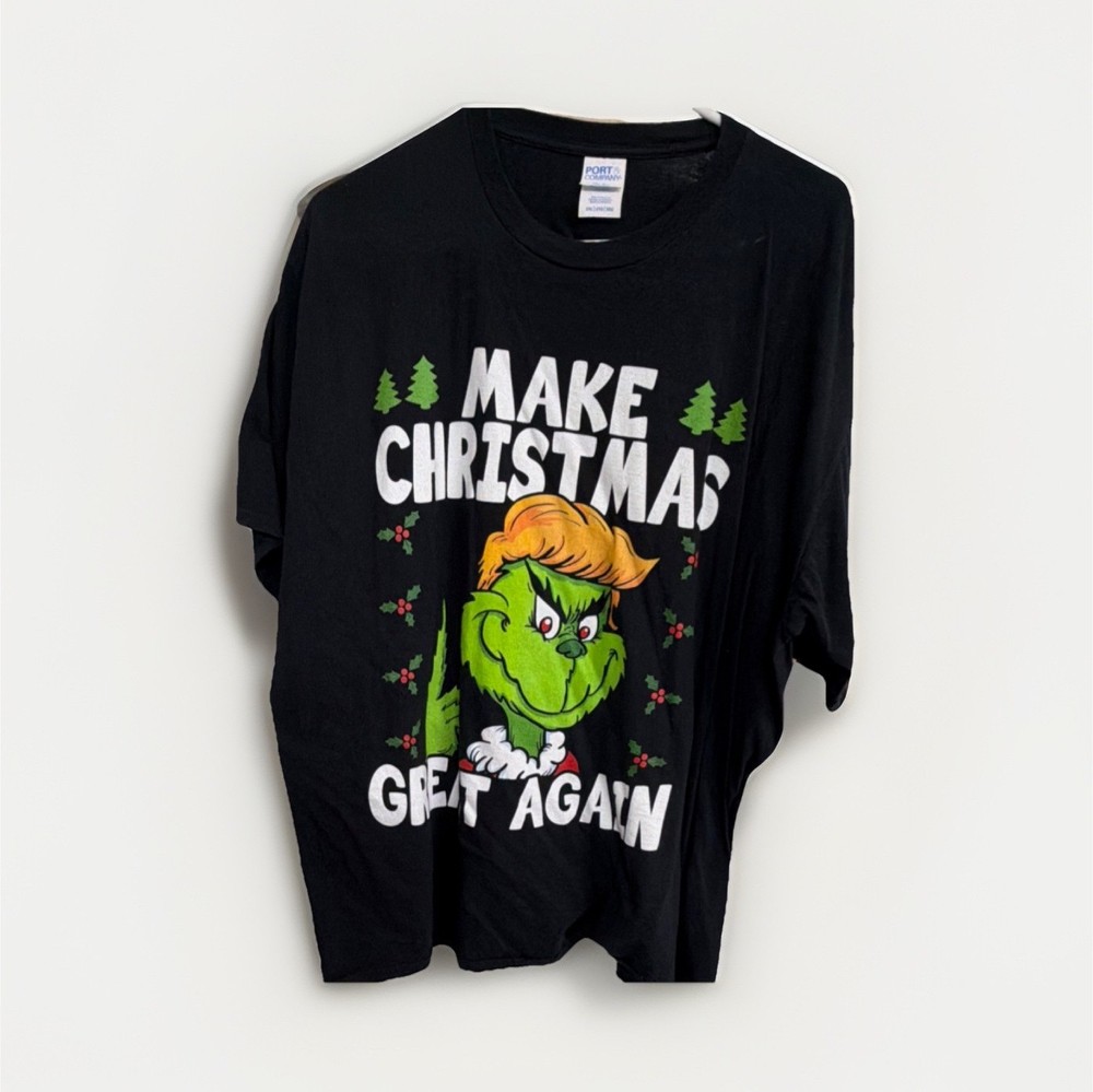Port & Company Black Grinch Graphic Crew Men's T-Shirt 2XL Short Sleeve