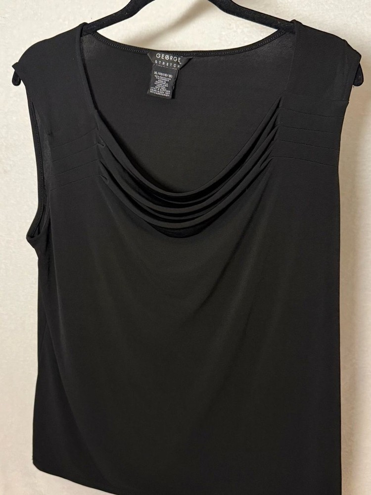 George Black Sleeveless Draped Neck Camisole -Size XL