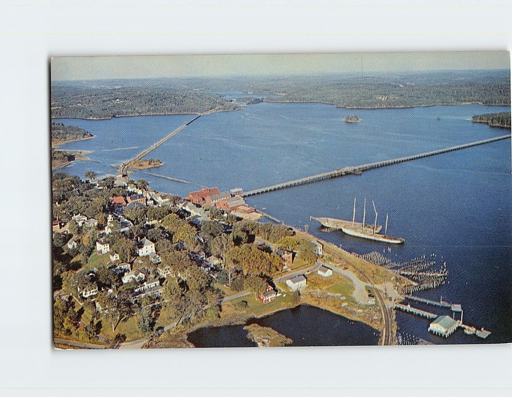 Postcard Aerial View Wiscasset Maine USA