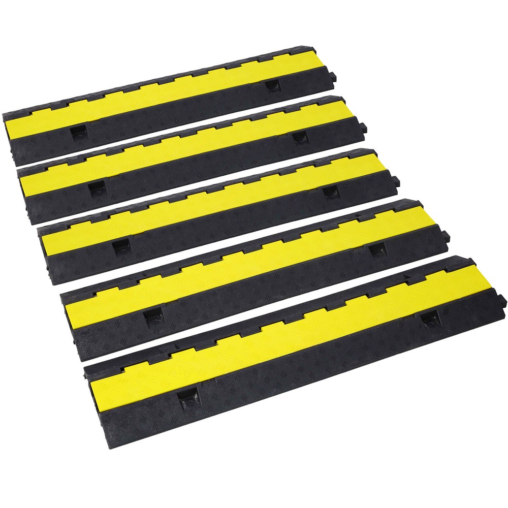 Cable Protector Ramp,2 Channels Speed Bump Hump,Rubber Modular Speed Bump Rat