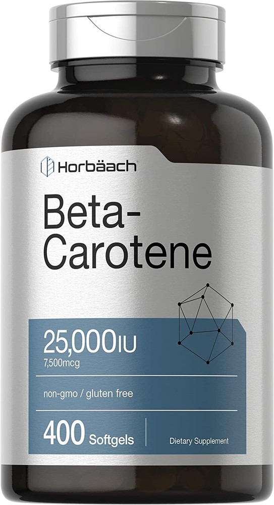 Beta Carotene 25000 iu Softgels | 7,500 mcg | 400 Count | Non-GMO | by Horbaach