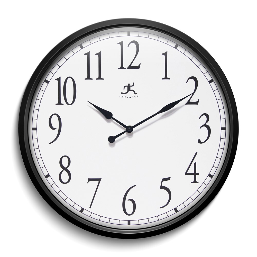 Black 16 Inch Quartz Movement Wall Clock with Classic Design