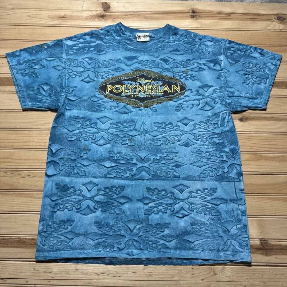 Vintage 90s Y2K Walt Disney World Polynesian Resort AOP Embroidered Shirt - XL